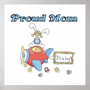 Proud Mom Airplane It's a Boy Gifts Poster