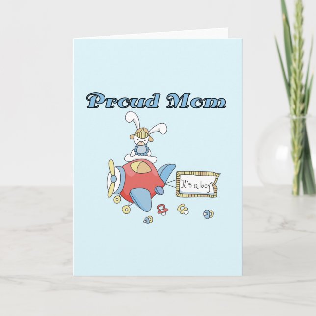 Proud Mom-Airplane It's a Boy tshirts and gifts Announcement (Front)