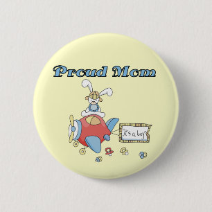 Proud Mom-Airplane It's a Boy tshirts and gifts Button
