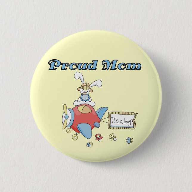 Proud Mom-Airplane It's a Boy tshirts and gifts Button (Front)