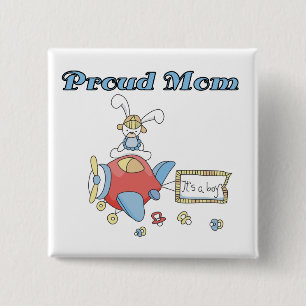 Proud Mom-Airplane It's a Boy tshirts and gifts Button