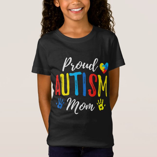 Proud Mom Autism Awareness Family Matching T-Shirt (Front)