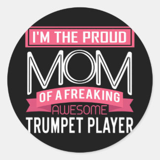Proud Mom Awesome Trumpet Player Marching Band Classic Round Sticker