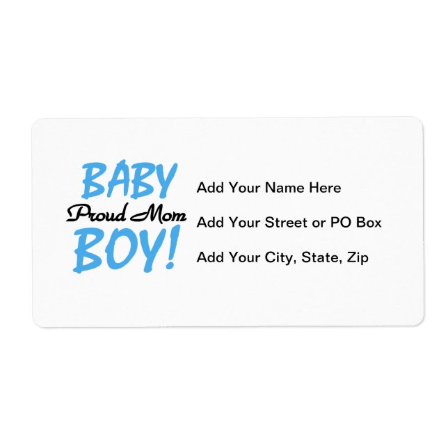 Proud Mom Baby Boy Gifts Label (Front)