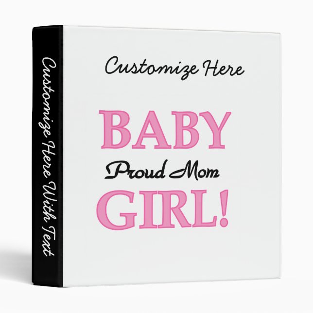 Proud Mom Baby Girl Gifts Binder (Front/Spine)