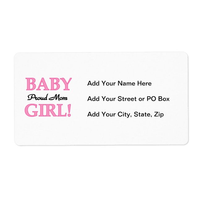 Proud Mom Baby Girl Gifts Label (Front)