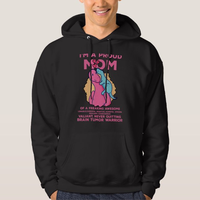 Proud Mom Brain Tumor Awareness Survivor Girl Brai Hoodie (Front)
