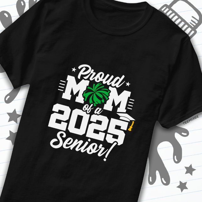Proud Mom Cheerleader Class of 2025 Cheer Senior T-Shirt (Creator Uploaded)