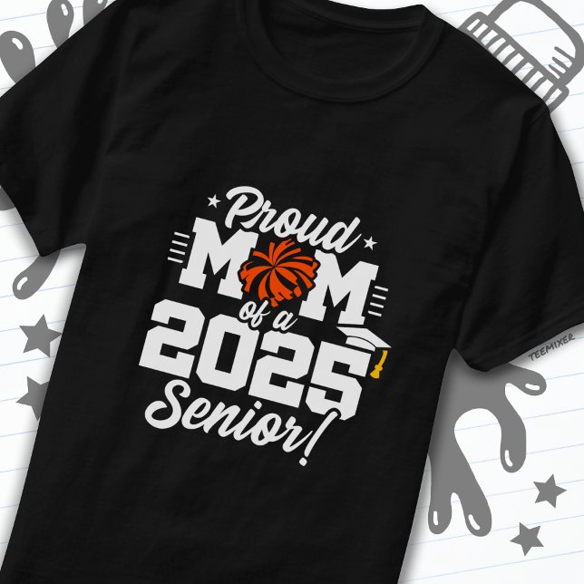 Proud Mom Cheerleader Class of 2025 Cheer Senior T-Shirt (Creator Uploaded)