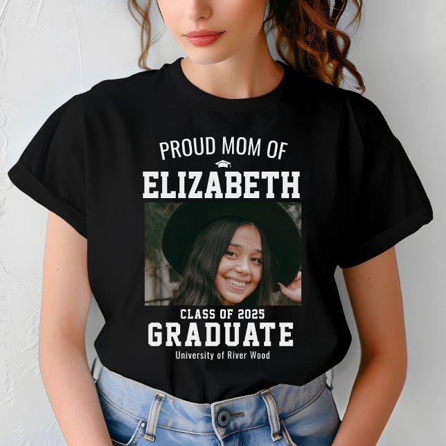 Proud Mom Class of 2025 Graduate Parent Custom T-Shirt (Creator Uploaded)