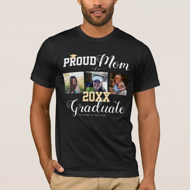 Proud Mom Class of Grad Cap T-Shirt (Front)