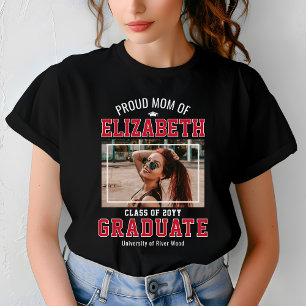 Proud Mom Custom Photo Year Graduate Parents Red T-Shirt