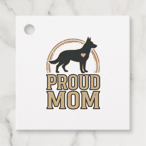Proud Mom Dog Silhouette Vintage Vector Design_1 Favor Tags
