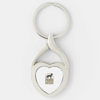 Proud Mom Dog Silhouette Vintage Vector Design_1 Keychain
