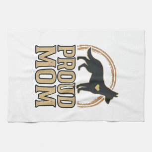 Proud Mom Dog Silhouette Vintage Vector Design_1 Kitchen Towel