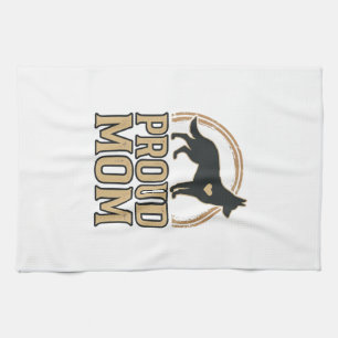 Proud Mom Dog Silhouette Vintage Vector Design_1 Kitchen Towel