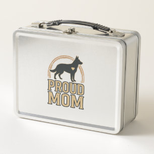 Proud Mom Dog Silhouette Vintage Vector Design_1 Metal Lunch Box