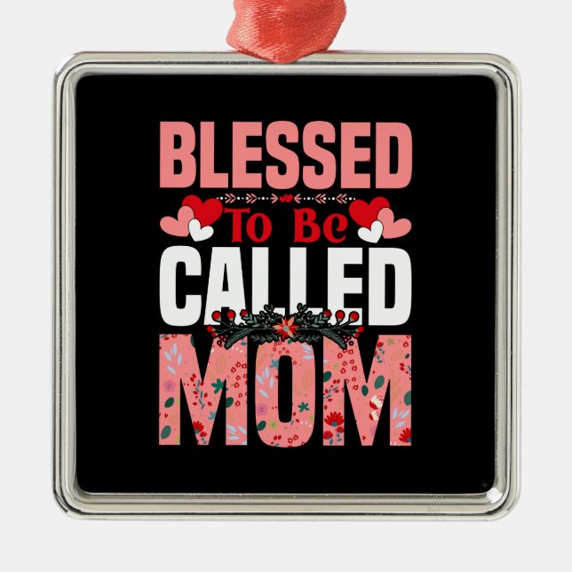 Proud Mom Flower Metal Ornament (Front)