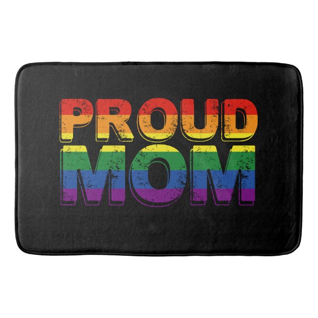 Proud Mom Gay Pride LGBT Rainbow Mother LGBTQ  Bath Mat (Front)