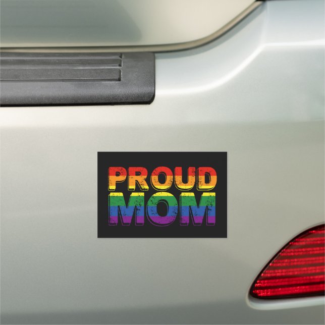 Proud Mom Gay Pride LGBT Rainbow Mother LGBTQ  Car Magnet (In Situ)
