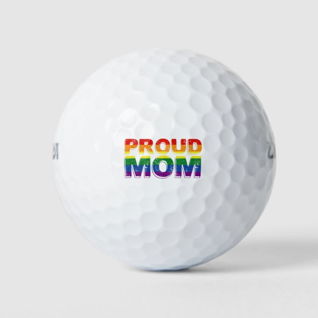Proud Mom Gay Pride LGBT Rainbow Mother LGBTQ  Golf Balls (Front)