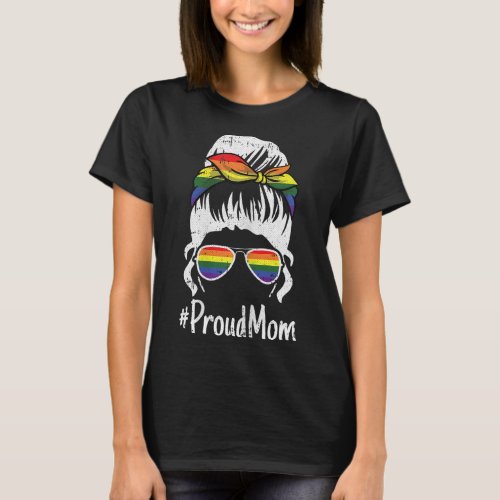 Proud Mom Gay Pride Rainbow Flag LGBT_Q Ally Mama  T_Shirt