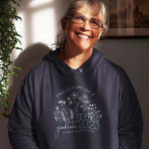 Proud Mom Graduate Blooming Wildflower Modern Hoodie