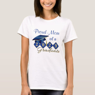 Proud Mom Graduation Blue & Gold T-Shirt
