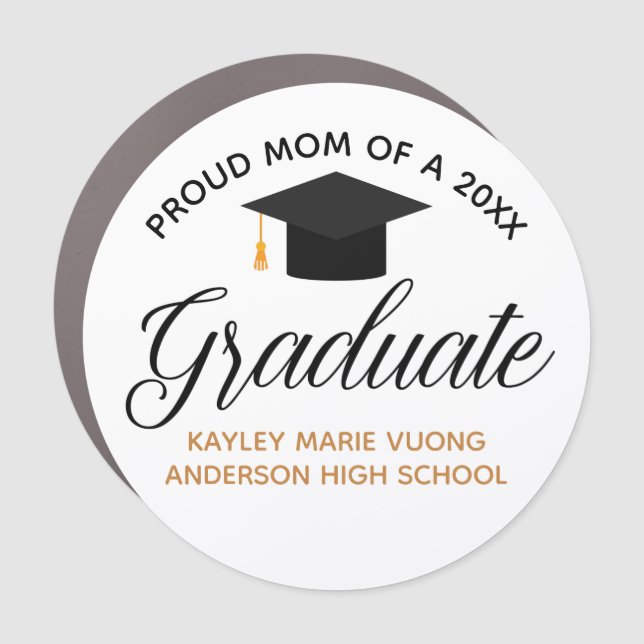 Proud Mom Graduation Custom School Class Name Car Magnet (Front)