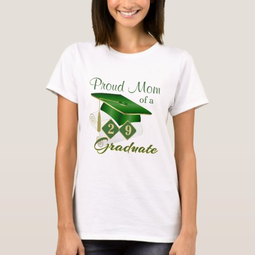 Proud Mom  Green Gold Graduation T_Shirt