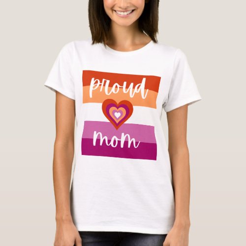 Proud Mom Lesbian Pride Flag T_Shirt