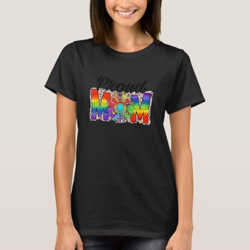 Proud Mom Lgbt Gay Pride Rainbow Sunflower Leopard T_Shirt