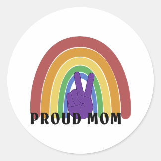 Proud Mom LGBTQ pride rainbow Classic Round Sticker