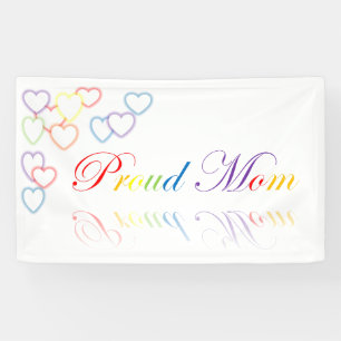 Proud Mom LGBTQ+ / Pride / Rainbow hearts Banner