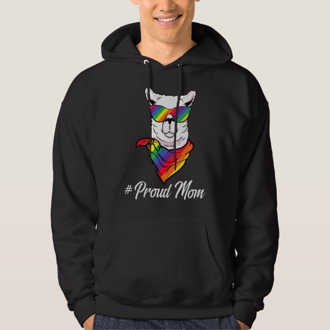 Proud Mom Momma Llama Alpaca Pride Lgbt Rainbow Tr Hoodie (Front)