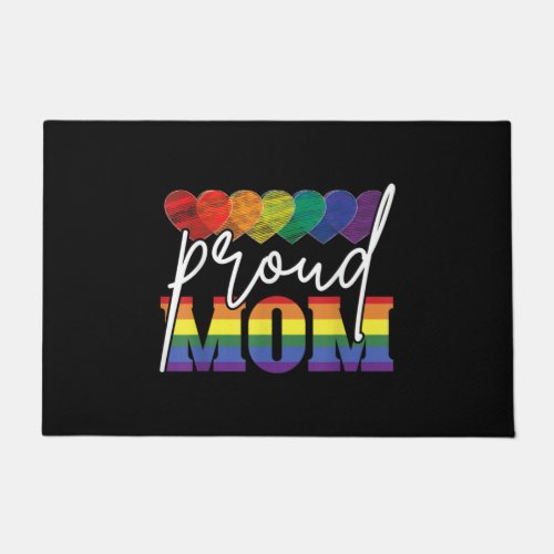 Proud Mom Mothers Day Gift LGBTQ Rainbow Flag Gay Doormat
