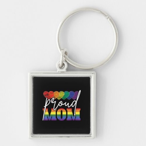 Proud Mom Mothers Day Gift LGBTQ Rainbow Flag Gay Keychain