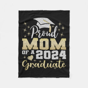 Proud Mom Of 2024 Graduate Awesome Family College Fleece Blanket