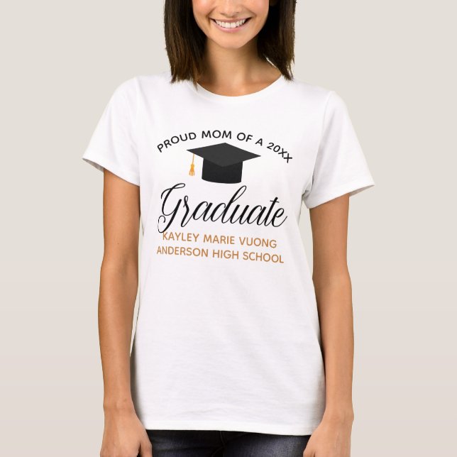 Proud Mom of 2025 Graduate Custom Graduation T-Shirt (Front)