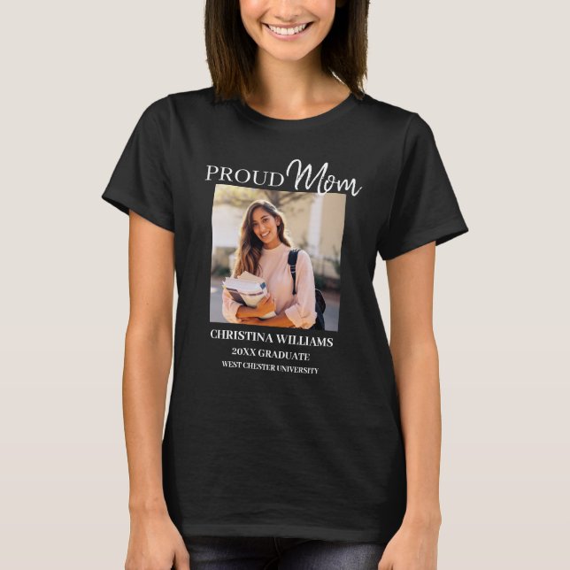 Proud Mom of 2025 Graduate Personalized Photo T-Shirt (Front)