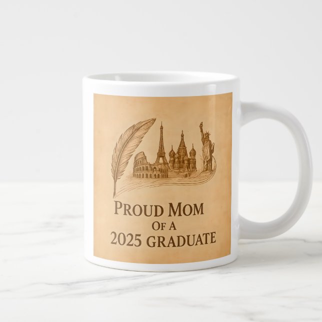 Proud Mom of 2025 History Grad – Landmark Art Giant Coffee Mug (Right)