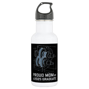 Proud Mom of 2025 ME Grad Gearbox Blueprint Stainless Steel Water Bottle