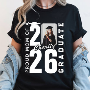 Proud Mom Of 2026 Graduate Custom Photo Graduation T-Shirt