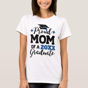 Proud Mom of a 2022 graduate black blue cap tassel T-Shirt