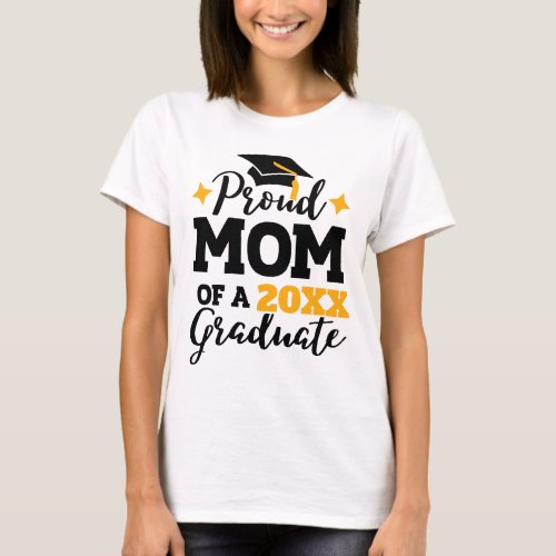 Proud Mom of a 2022 graduate black gold cap tassel T_Shirt