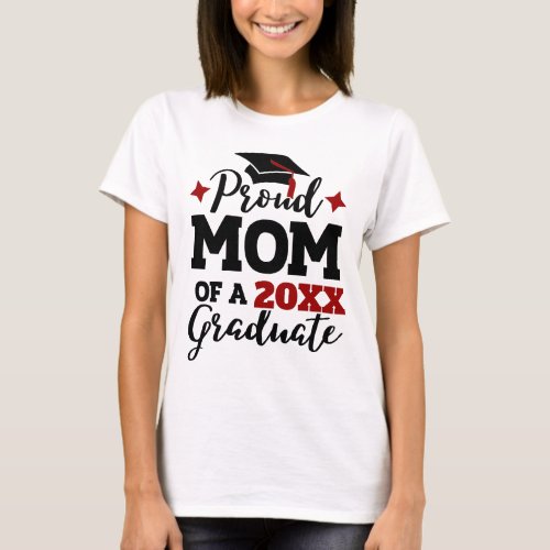 Proud Mom of a 2022 graduate black red cap tassel T_Shirt
