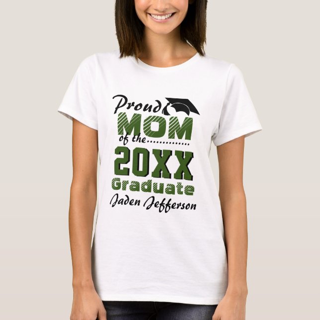 Proud MOM of a 2024 Graduate Green Black T-Shirt (Front)