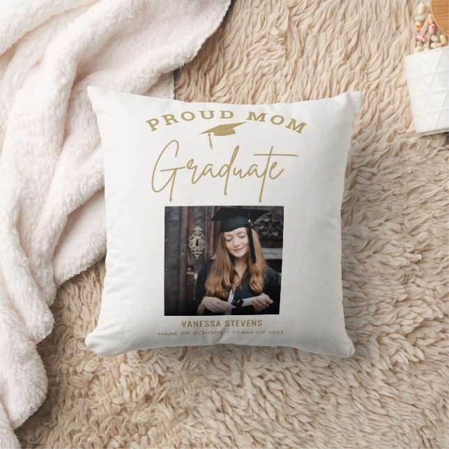 Proud Mom of a 202X Graduate  Custom Photo  Throw Pillow (Blanket)