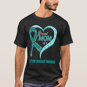 Proud Mom Of A Batten Disease Warrior Ribbon Heart T-Shirt