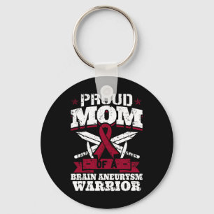 Proud Mom Of A Brain Aneurysm Warrior Awareness Ri Keychain